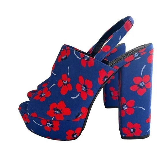 Alice + Olivia Logan Floral Platform Sandals Blue Red size EU 40 US 9 - Picture 2 of 12